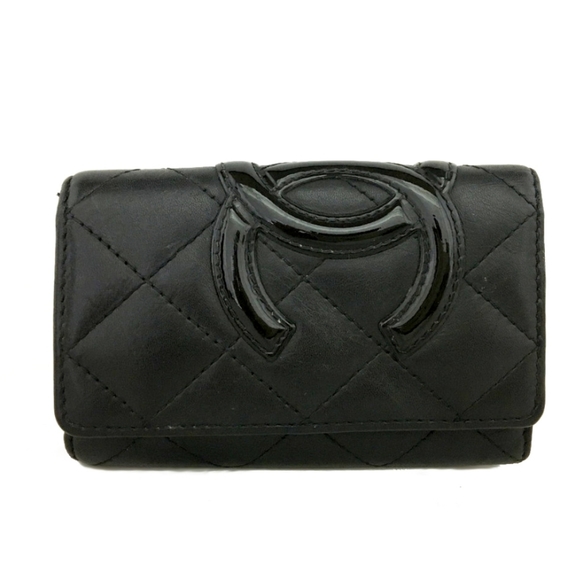 AUTH CHANEL COMBON LINE LAMBSKIN 6 KEY CASE/B1702